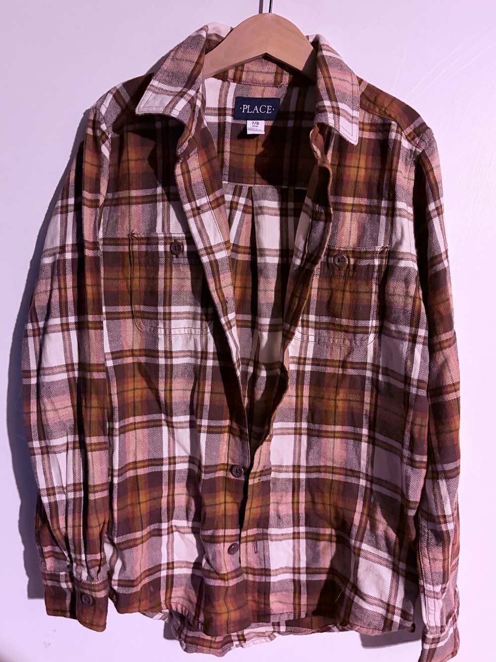 The Children's Place Brown & White Plaid Button-Down Shirt